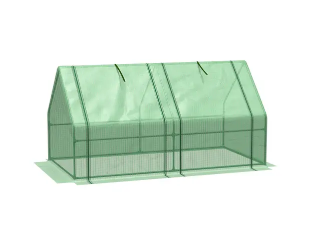 Outsunny Mini Sera Portabila cu Usi Mari cu Fermoar si Acoperis din PE pentru Protectie Impotriva Apei/UV, 180x90x90 cm, Verde | Aosom Romania