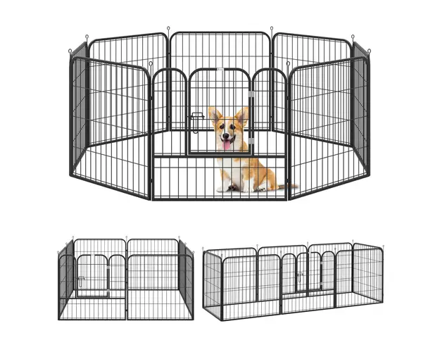 Tarc Modular PawHut pentru Animale, Usor de Asamblat, Metal, 79x79 cm, Negru | Aosom Romania