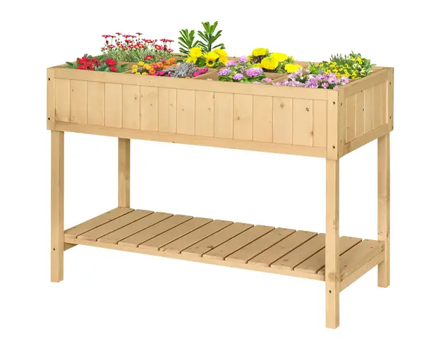Outsunny Suport pentru Plante cu 8 Rafturi, Suport Lemn pentru Gradina, 120x60x81 cm | Aosom Romania