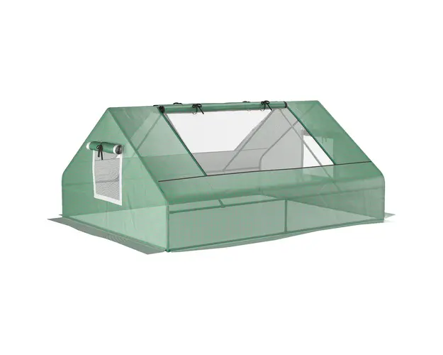 Outsunny Sera de Gradina din Otel cu Invelis din PE, Usi Rulante si Ferestre pentru Cultivare, 180x140x80 cm, Verde | Aosom Romania