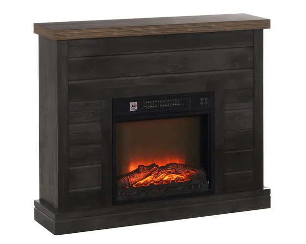 HOMCOM Semineu Electric cu Flacara 3D, Oprire Automata, Incalzire Reglabila si Temporizator, 96,5x22x81,7 cm, Maro | Aosom Romania