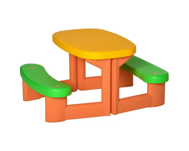 Outsunny Set Picnic pentru Copii, Masuta si 2 Banci, Mobilier de Joaca pentru Exterior si Interior, 95x73x46 cm | Aosom Romania