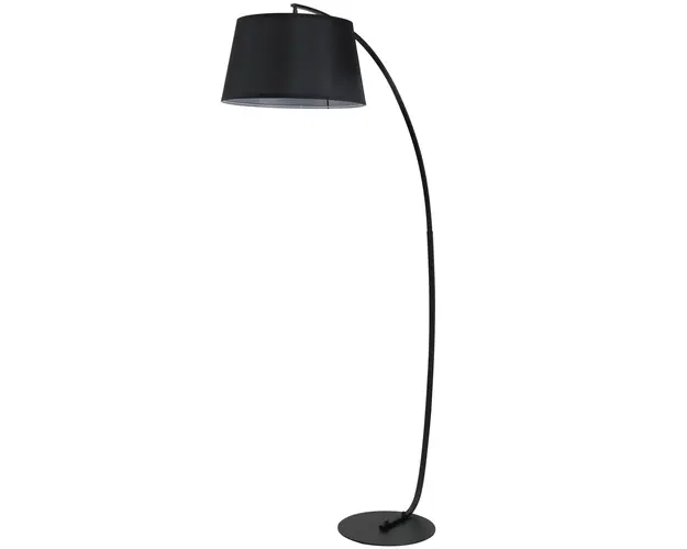 HOMCOM Lampa de Podea Arc Inalta, Design Modern cu Abajur din Tesatura si Baza Metalica, Comutator cu Pedala, Negru | Aosom Romania