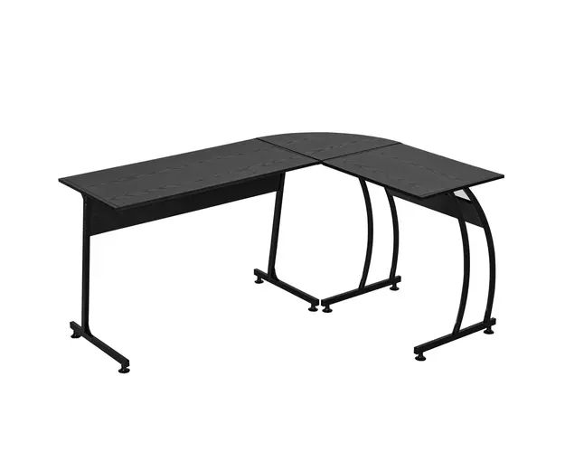 HOMCOM Birou in Colt Spatios din Lemn cu Cadru din Metal, Design Modern pentru Acasa sau Birou, Multifunctional, Negru, 112.5x152x74cm | Aosom Romania