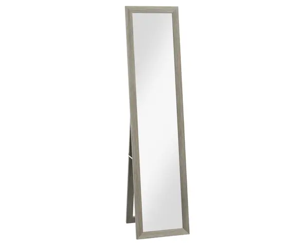 HOMCOM Oglinda cu Rama din MDF cu Picioare si Carlige pentru Utilizare pe Perete sau Mobila, 37x40x155 cm, Gri | Aosom Romania