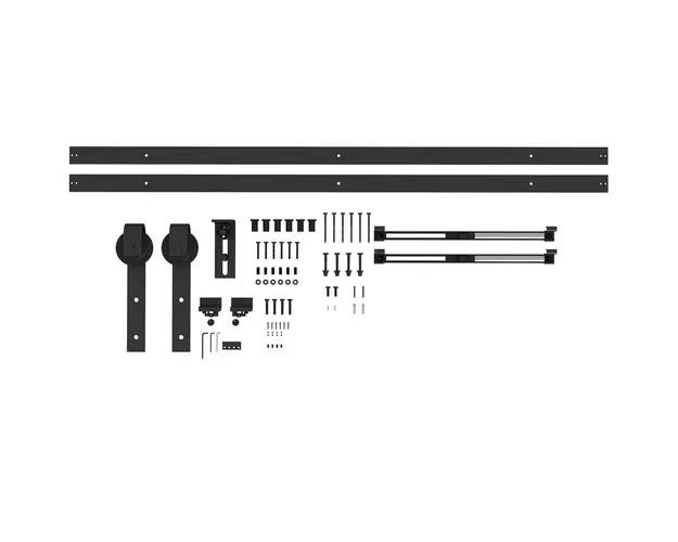 HOMCOM Kit pentru Usa Glisanta cu Instalare fara Perforare pentru o Singura Usa, Kit Modern pentru Usa Glisanta, 244x0.5x4 cm, Negru | Aosom Romania