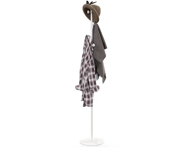 HOMCOM Cuier Vertical Autoportant cu 6 Carlige Disc si Baza din Ardezie, Ø32x171 cm, Alb Elegant pentru Organizare | Aosom Romania