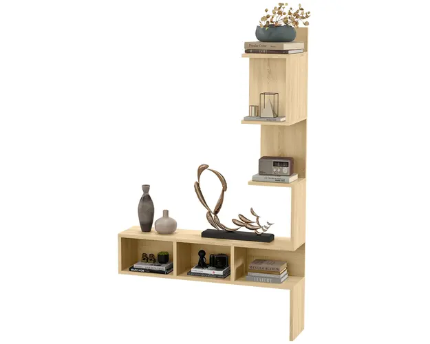 Raft de depozitare HOMCOM MDF cu rafturi deschise pentru sufragerie si dormitor, 80x20x128,5 cm, de culoare stejar