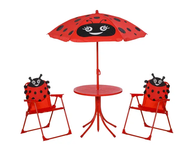 Outsunny, set masa, scaune, umbrela pentru copii, rosu | AOSOM.ro | Aosom Romania