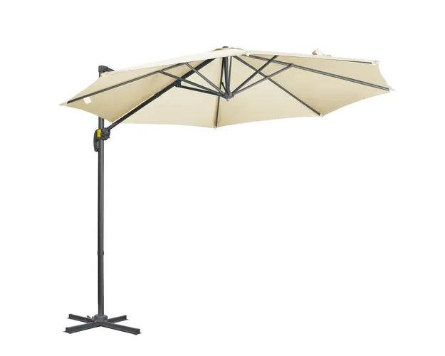 Outsunny Umbrela Solara Inclinabila si Rotativa 360, Ø293x248cm, Crem | Aosom Romania