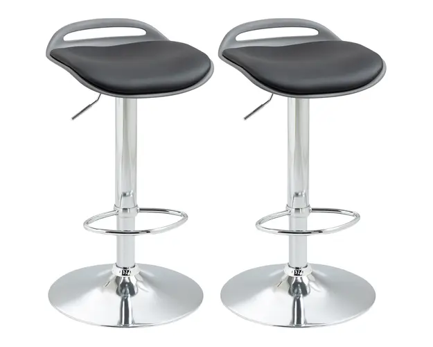 HOMCOM Set de 2 Scaune de Bar Reglabile si Pivotante cu Suport pentru Picioare Negru Argintiu 39x41x68-88cm | Aosom Romania