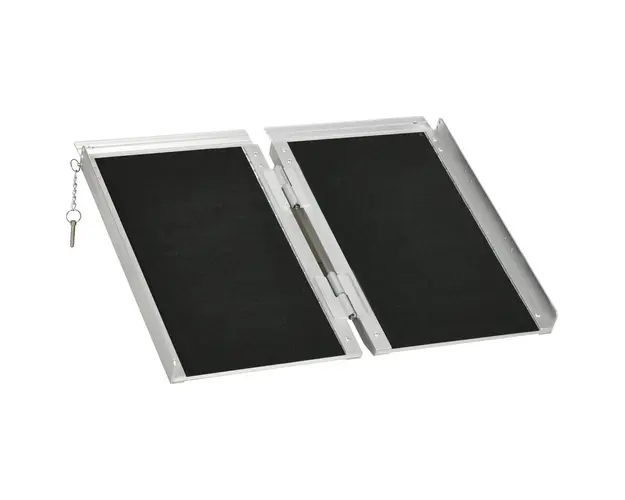 HOMCOM Rampa pentru Scaun cu Rotile Pliabila din Aluminiu Texturat, Rampa Portabila pentru Prag de 5 cm, 60x72x5 cm, Argintiu | Aosom Romania