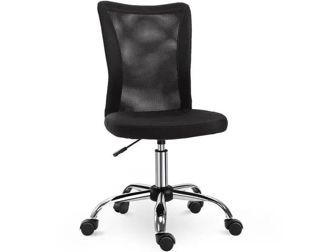 Vinsetto Scaun de Birou Ergonomic Rotativ Fara Cotiere, Inaltime Ajustabila cu 5 Roti Spatar Transpirant, Negru, 43x46x100cm | Aosom Romania