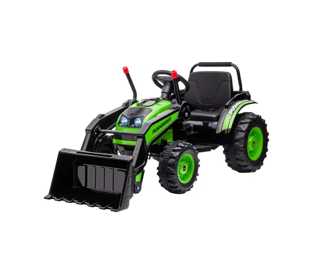 HOMCOM Buldozer Jucarie pentru Copii 3-5 Ani cu Baterie 6V, cu Sunete si Lumini, Viteza 1.5-2.5 km/h, 132x62x65 cm, Verde | Aosom Romania