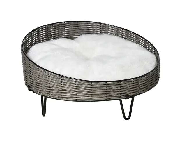 PawHut Culcus Confortabil din Ratan PE pentru Pisici si Caini de Talie Mica, cu Perna Moale, Ideal pentru Interior, Design Elegant | Aosom Romania