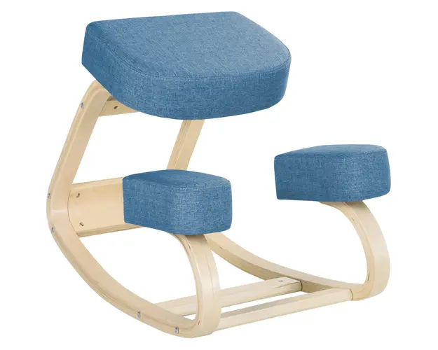 Vinsetto Scaun Ergonomic cu Suport pentru Genunchi din Lemn de Mesteacan, 51x69x58 cm, Albastru | Aosom Romania