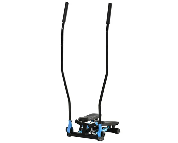 HOMCOM Stepper cu rasucire, aparat de exercitii cardio cu benzi elastice si maner, ecran LCD pentru sala de gimnastica, birou acasa, albastru