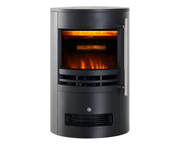 Soba Electrica de Sol semineu cu Efect de Flacara incalzitor Reglabil aparat de incalzire de 1800W, Negru, 41x41x64.5cm HOMCOM | Aosom Romania