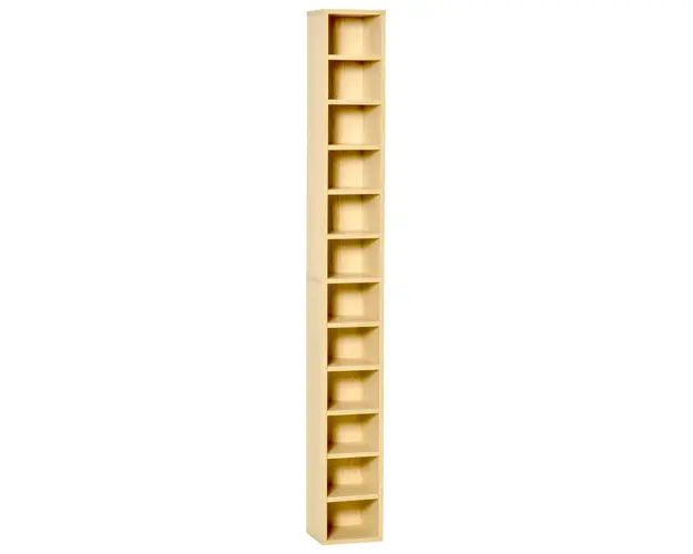 HOMCOM Dulap Biblioteca Suport CD-uri cu 12 Rafturi pentru 204 CD-uri, Raft Biblioteca din MDF si PAL, 21x20x175 cm, Maro