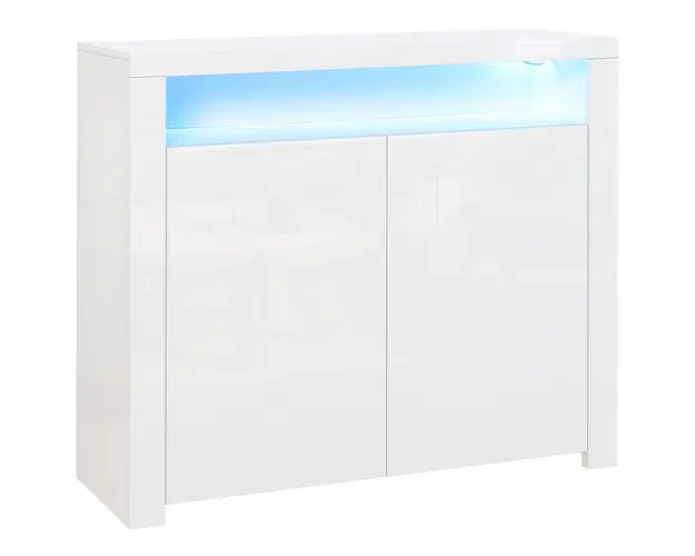 HOMCOM Dulap Multifunctional Alb cu Iluminare LED Colorata, pentru Living sau Dormitor, 107x35x97 cm | Aosom Romania
