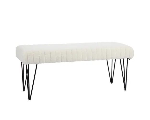 HOMCOM Banca pentru Pat Moderna cu Picioare in Forma de Furca, 118,5x46x49,5 cm, Alb Crem | Aosom Romania