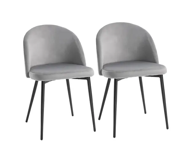HOMCOM Set 2 Scaune Confortabile pentru Sufragerie si Bucatarie Tapitate cu Catifea Gri Design Modern 49x50x77 cm | Aosom Romania