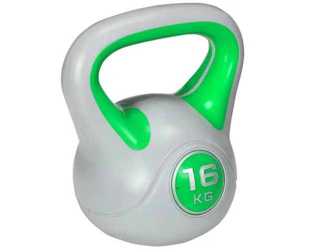 SPORTNOW Kettlebell 16kg din PU cu nisip si baza plata, maner practic 26x18x32 cm, Verde | AOSOM RO