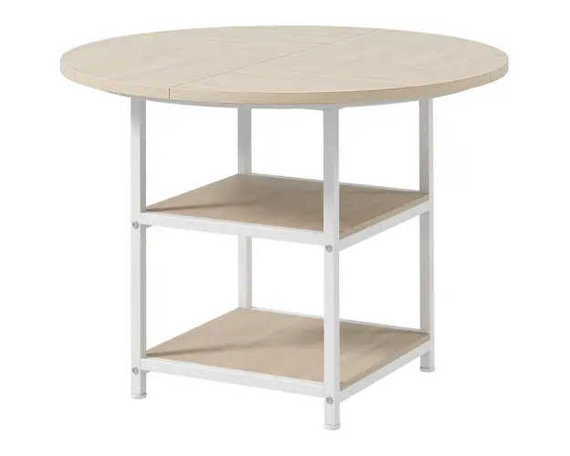 HOMCOM Masa Rotunda pentru 4-6 Persoane, Industriala, Rafturi Depozitare, 100cm, Stejar | Aosom Romania
