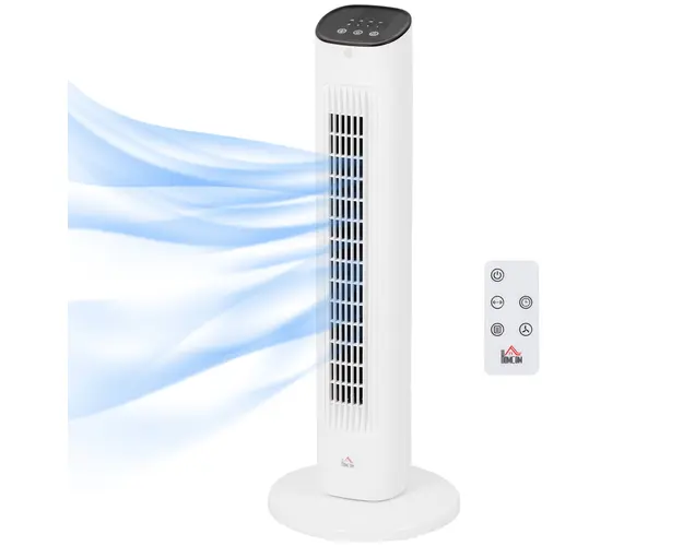 Ventilator turn HOMCOM cu telecomanda, 3 viteze, mod de repaus | Aosom Romania