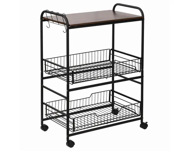 HOMCOM Carucior Bucatarie Stil Industrial, Mobil cu Roti, Design Modern | Aosom Romania