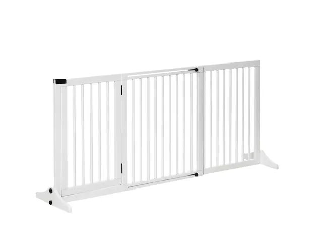 PawHut Poarta Lemn Reglabila Animale Companie Gard Independent Usa Hol | Aosom Romania