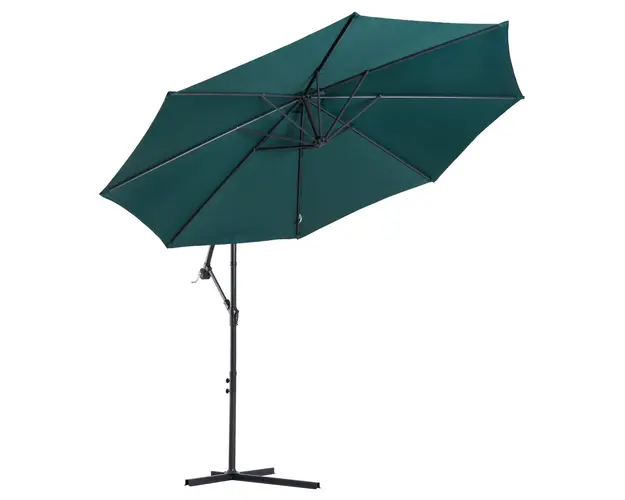 Umbrela Impermeabila cu Brat Lateral Outsunny, Structura Otel, Verde Φ300x250cm | Aosom Romania