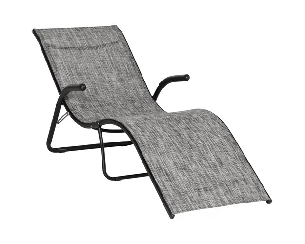 Outsunny Sezlong Pliabil pentru Plaja, Design Ergonomic, Cadru Metalic si Tesatura de Plasa, Usor de Transportat, Gri | Aosom Romania
