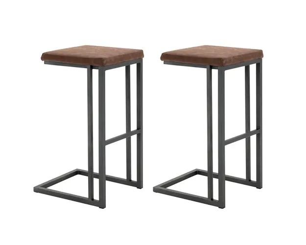 HOMCOM Set 2 Taburete Bar Vintage Industrial, Imitatie Piele si Metal, Maro, Confortabile | Aosom Romania