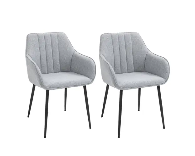 HOMCOM Set 2 Scaune Moderne Scandinave, Capitonate, Spatar Curbat, Confortabile, pentru Bucatarie si Sufragerie | Aosom Romania