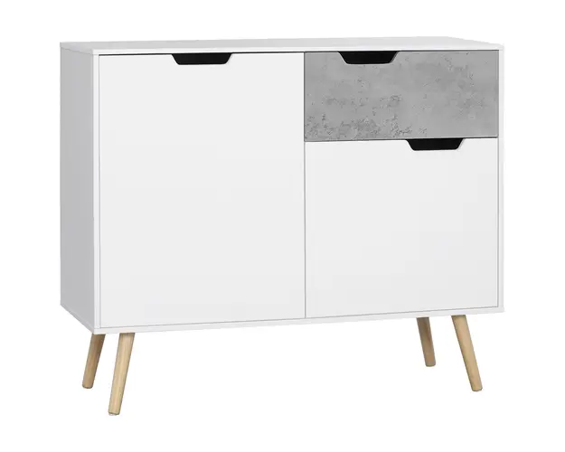 HOMCOM Dulap Depozitare Modern cu Sertar si 2 Usi, Mobilier Functional, 98x39x81.5 cm, Gri | Aosom Romania