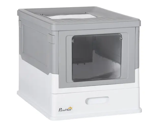 PawHut Litiera Pisici Inchisa din PP, cu Tava Detasabila si 2 Usi, Igienica, Design Modern | Aosom Romania