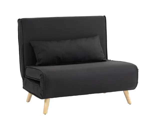 HOMCOM Fotoliu Pat Individual 3 in 1 cu Spatar Reglabil pe 6 Nivele si Perna, Canapea Pat Pliant, 94x78x80 cm, Negru | Aosom Romania