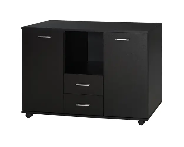 Vinsetto Dulap Mobil pentru Birou, Suport pentru Fax, Scanner, Imprimanta, cu 4 Roti, Design Modern, Negru | Aosom Romania