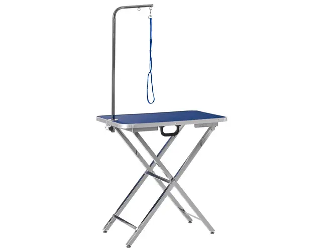 PawHut Masa de Toaleta Pliabila cu Maner Integrat, Brat Reglabil si Lesa, 70x45x74-81cm, Albastra | Aosom Romania