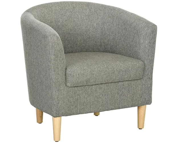 HOMCOM Fotoliu Modern, Scaun Accent Tapitat cu Picioare din Lemn, Scaun din Material Textil, 74x63x73 cm, Gri | Aosom Romania