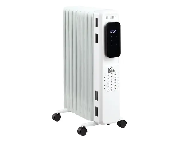 HOMCOM Radiator cu Ulei cu 9 Elementi, Temperatura Reglabila, 3 Nivele de Incalzire si Timer, 42.5x24x63cm, Alb | Aosom Romania