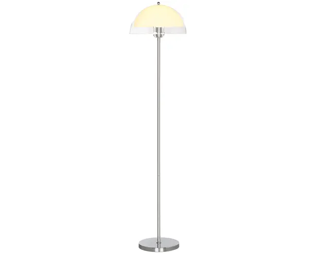 HOMCOM Lampa de Podea cu Abajur Dublu Strat pentru Living, Sufragerie, Dormitor, din Metal si Acrilic, Ø35x150 cm, Alb | Aosom Romania