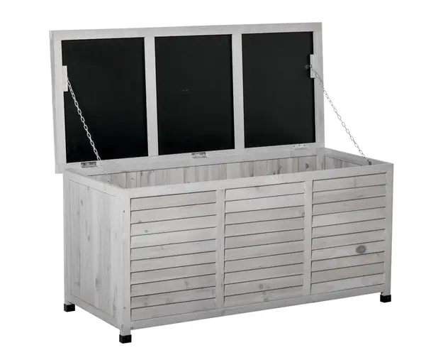 Outsunny Banca Conteiner de depozitare pentru extern si Gradina in Lemn, Gri 127Lx56Lx60Hcm | Aosom Romania