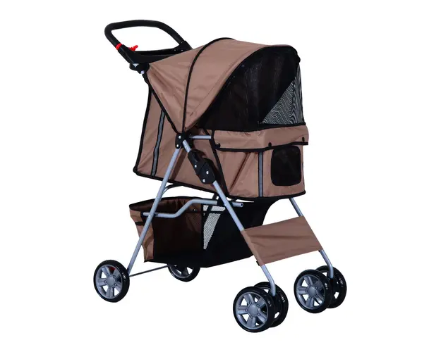 PawHut Carucior Pliabil pentru Caini, Spatios si Confortabil, Culoare Cafea, 75x45x97cm | Aosom Romania