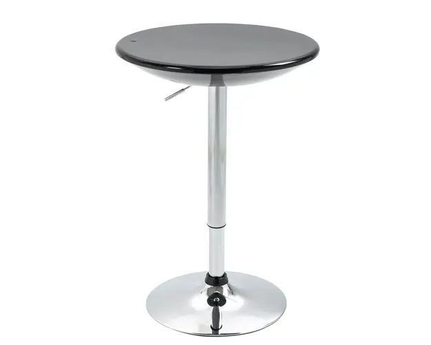 HOMCOM Masa Rotunda Bar cu Plan Rotativ, Inaltime Ajustabila, Otel, Φ61x76-97cm, Negru | Aosom Romania