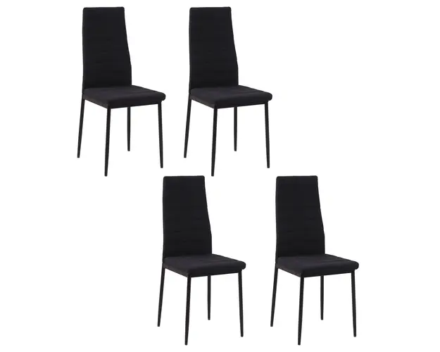 Set 4 scaune captusite pentru sufragerie, mobilier modern, scaun negru, scaun pentru bucatarie HOMCOM | Aosom RO