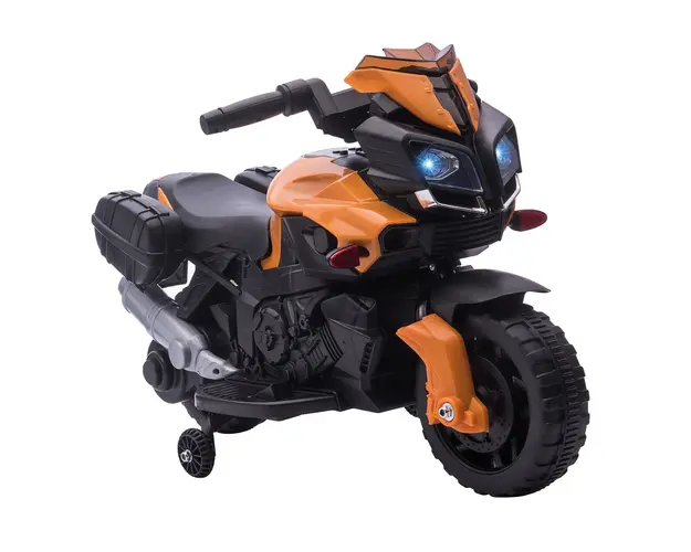 HOMCOM Motocicleta Electrica pentru Copii 18-48 Luni Faruri Claxon Viteza 3km/h Portocaliu | Aosom Romania