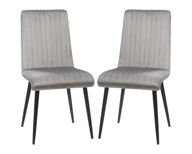 HOMCOM Set 2 Scaune Elegante pentru Dining, Catifea Gri si Picioare din Otel, Confortabile, Suporta pana la 120kg | Aosom Romania