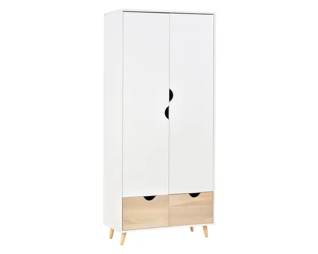 HOMCOM Dulap Multifunctional Elegant cu Raft, Bara Umerase si 2 Sertare, Dulap pentru Camera cu 2 Usi, Alb, 80x40x180cm | Aosom Romania